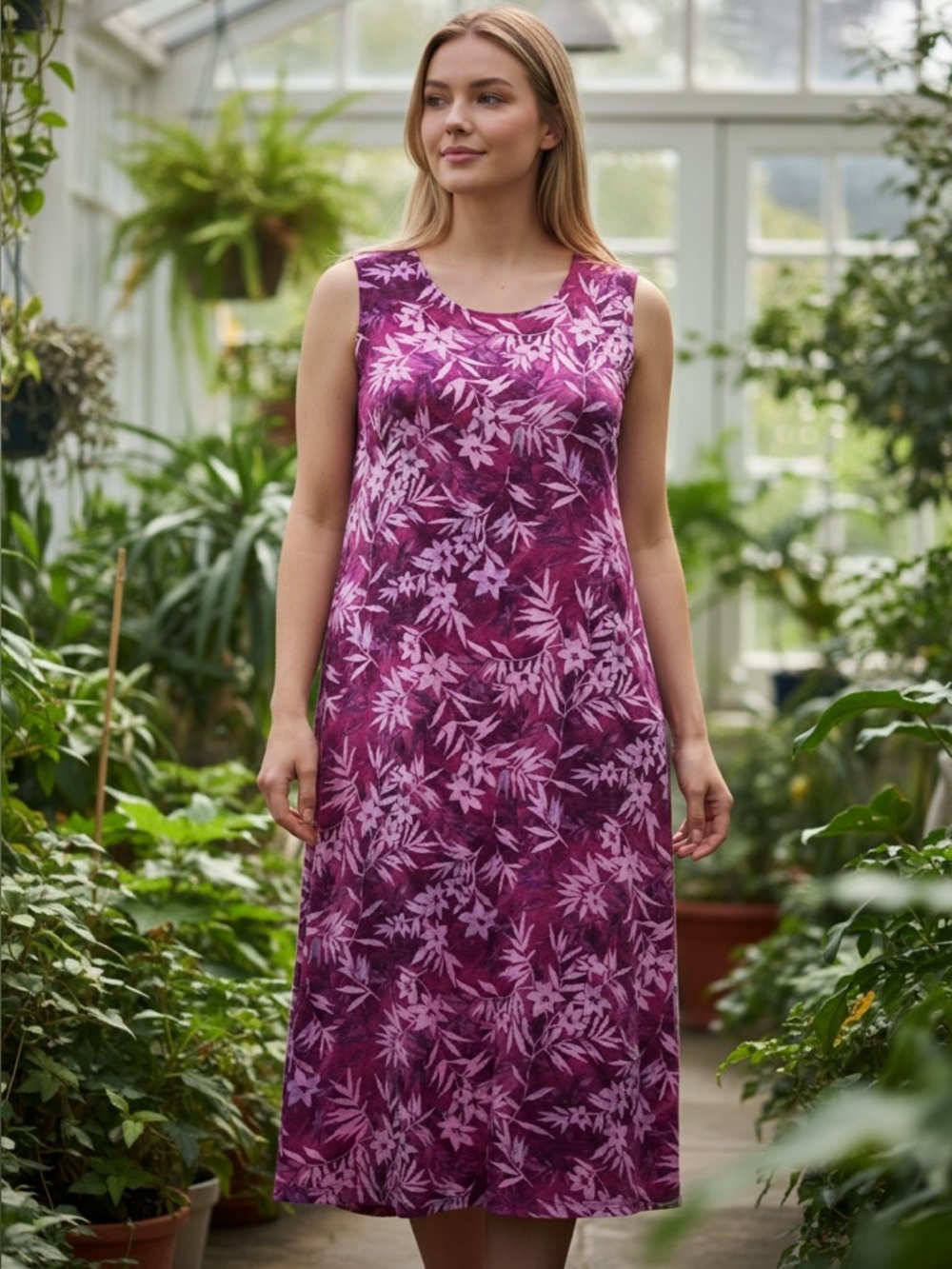 Amanda Smith II Women's 3X 100% Silk floral dress purple